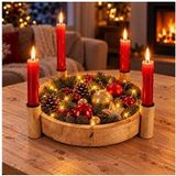 Online-Fuchs Adventskranz aus Mangoholz mit schwarzen Kerzenhaltern