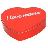 Bellatio Decorations Rood I Love Mama hart blik cadeau snoepblik/bewaarblik 18 cm