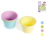Habi Cake Design verpakking met 4 vormen Panna Cotta, van siliconen, diameter 9 cm, hoogte 6 cm, pastel