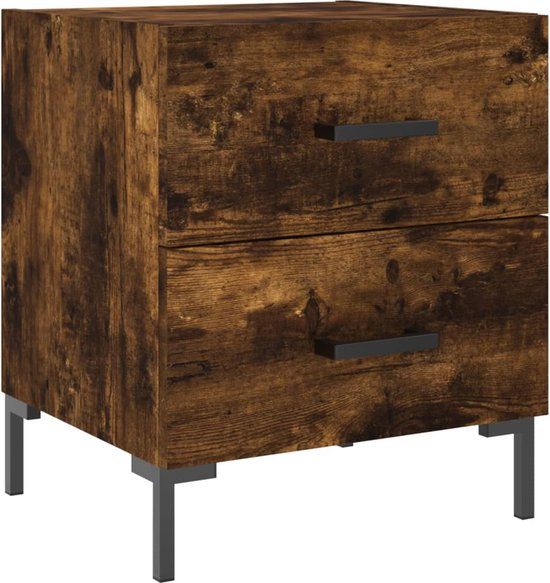 vidaXL Nachtkastje 40x35x47,5 cm bewerkt hout gerookt eikenkleurig