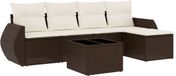 vidaXL Loungeset 6-delig met kussens polyrotan bruin