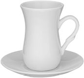 Wilmax Theekopjes en Schoteltjesset - Set van 6 - Porselein - Wit - 120 ml