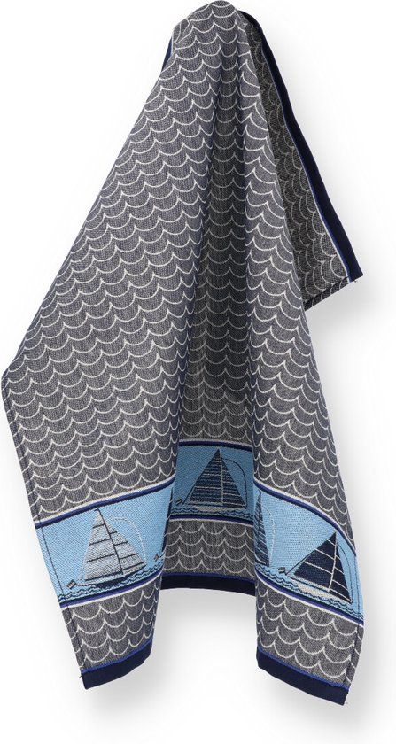 Bunzlau Castle Theedoek Boot Donkerblauw 65x65cm - Katoen