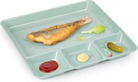 Plasticforte Vakjesborden - 1x stuks - groen - gourmetbord - 4-vaks - kunststof - 26 x 24 cm - fonduebord