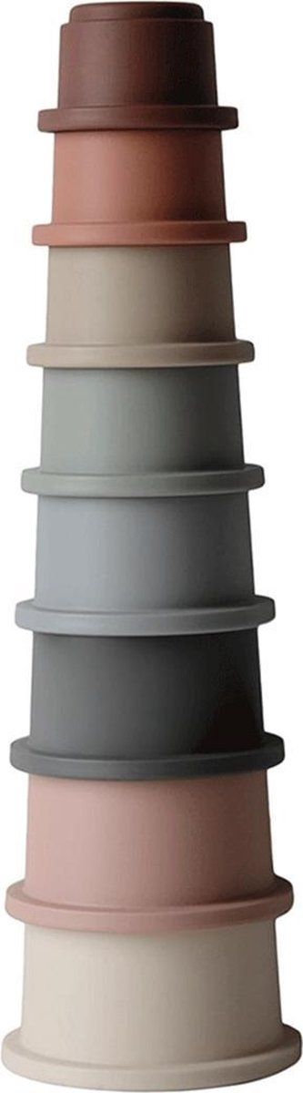 Mushie Stapeltoren - Origineel - Unisex - Kunststof - Wit/Blauw/Roze