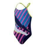 Speedo Eco Placem Lane Zwempak Marine Roze Blauw 12 jaar