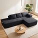 COMHOMA Canapé d'angle convertible, 255 cm, velours côtelé, canapé modulaire sans pieds, avec méridienne et cadre de dossier en métal, canapé-lit en L avec ouvert