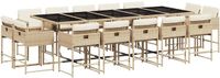 vidaXL Ensemble de jardin 15 pièces avec coussins en polyrésin beige