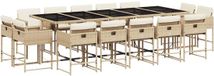vidaXL 15-delige Tuinset met Kussens Poly Rattan Beige