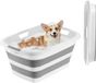 VEVOR Baignoire pliante pour chien 34L, Baignoire portable pour animaux de compagnie en PP et TPR, Baignoire pour animaux de compagnie pour le bain et le toilettage de petits chiens et chats jusqu'à 9 kg, Panier à linge/panier de rangement multifonctionnel, Gris et blanc