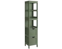 Songmics Hoge badkamerkast – Landelijke stijl – 30 x 30 x 141,5 cm – Bosgroen