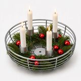 Merkloos Relaxdays Adventskrans - voor 4 dinerkaarsen - 20,5 cm - zilver