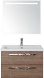 BES LED Seville Badmeubelset 80 cm - Tabacco - Keramische Wastafel Wit Djazz met Sence Spiegel