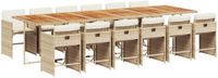 vidaXL 13-delige Tuinset met Kussens, Beige, Polyrattan
