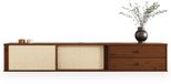 IDIMEX Lowboard SIMONA 175 cm, suspendu, en bois massif – finition châtaigne