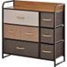 Commode 7 tiroirs, meuble de rangement en tissu pliant, structure acier noir, 80x29x78,5 cm, multicolore