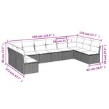 vidaXL 10-delige Loungeset met kussens, polyrattan, zwart