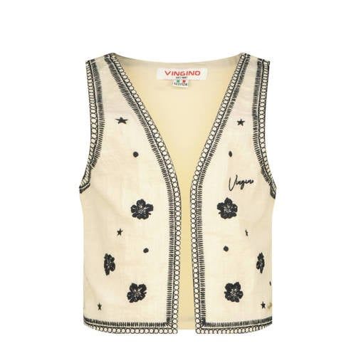 Vingino Tamarin gilet - ecru/zwart