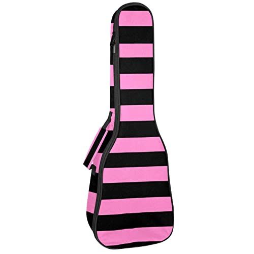 Mersov Tenor Ukulele Gigbag Waterdichte Ukelele Case Gewatteerde Rugzak, Geweldig voor Sopraan Concert (21/23/24") Zwart en Roze Streep Patroon