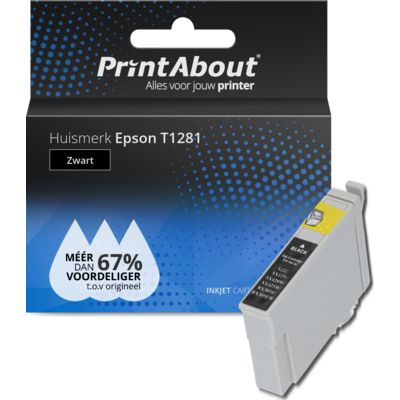 PrintAbout Huismerk Epson T1281 Inktcartridge Zwart