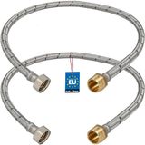KOTARBAU® 2 Stuks - Flexibele Aansluitslang 1/2"x1/2" - Sanitaire Aansluitslang 70 cm - Flexibele Kraanslang - Buitendraad x Binnendraad - Aansluitslang Armatuur - Gevlochten Roestvrijstalen Aansluitslang