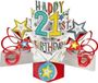 POP-UP 3D Pop-up wenskaart met envelop – Happy 21th Birthday