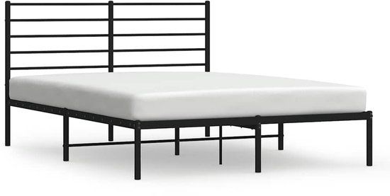 VidaXL Bedframe met hoofdbord metaal zwart 120x200 cm