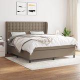 vidaXL Boxspringbed met matras, taupekleurig, 180x200 cm, met stoffen bekleding
