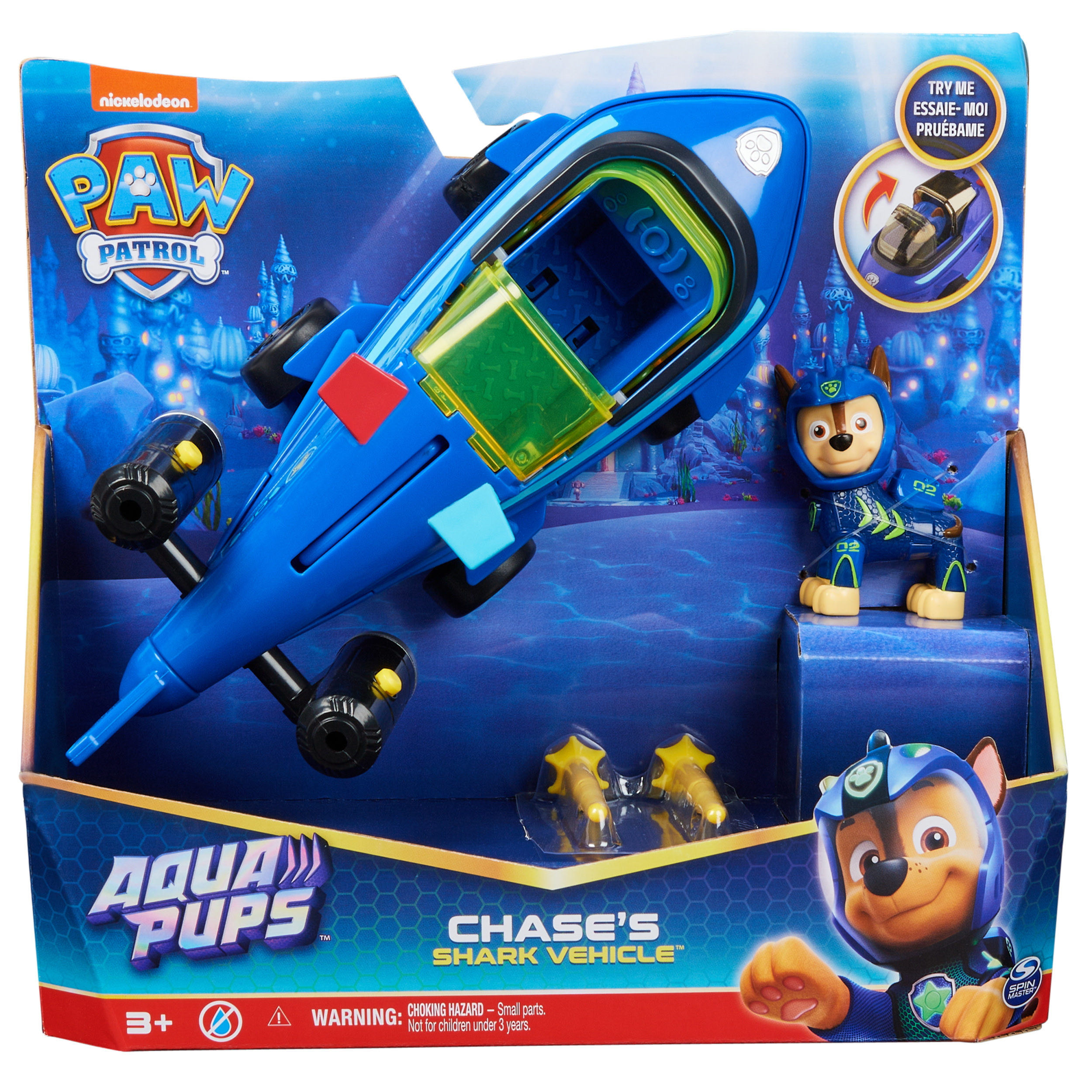 Spin Master PAW Patrol Aqua Pups - Transformerend zeevoertuig met PAW Patrol-speelfiguur - stijlen kunnen variëren