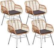 BUITEN living Lola dining tuinstoel set van 4 | wicker + staal | bamboe antraciet