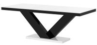 Hubertus Meble Victoria Uitschuifbare Eettafel Victoria 160cm tot 256cm - Hoogglans Wit met Zwart
