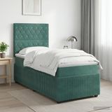 vidaXL Boxspringbed met matras Donkergroen 90 x 190 cm Fluweel