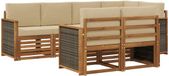 vidaXL - Ensemble de canapés - 6 pièces - Naturel - Bois d'acacia massif et polyester