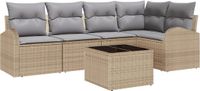 vidaXL Tuinbank Set 6-delig Beige/Lichtgrijs Polyrattan