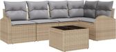vidaXL Tuinbank Set 6-delig Beige/Lichtgrijs Polyrattan