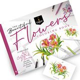 Castle Arts Flowers Kleurboek | 36 Mindfulness-inspirerende bloemen samengesteld door in-house kunstenaars met kleurreferentiegids | No Show-Thru Artist Grade Paper | Frameable Landscape A4-formaat