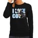 Bellatio Decorations I love cows Tekst sweater met dieren foto van een koe zwart voor dames - cadeau trui koeien liefhebber XS