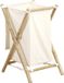 Tendance Panier à linge avec 1 compartiment - bambou bois - toile - blanc - pliable