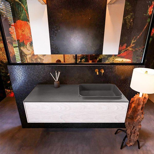 Mondiaz ERIN 120cm badmeubelset - Underlayment - 1 lade - RIDGE wastafel rechts - Dark grey