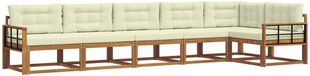 vidaXL - Hoek loungeset - 6 zitplekken - Natuurlijk en crème - Acacia hout