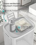 Songmics wasmand met deksel, plastic, 75 L, smal, ruimtebesparend, wit-grijs RLH021WG01