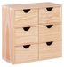 Petit meuble de rangement en bois de pin avec 6 tiroirs, 32 x 14 x 32 cm