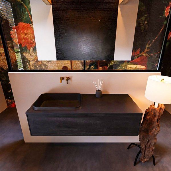 Mondiaz ERIN 120cm badmeubelset onderkast Antracite met 1 lade Wastafel RIDGE links Urban ERIN11264