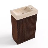 Saniclass Toiletmeubelset - 40x60.5cm - 1 deur - fontein travertine - kraangat rechts - eiken charcoal
