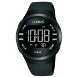 Lorus Digitaal kwartshorloge met siliconen armband, zwart, mode