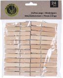 Merkloos Wasknijpers naturel - 48x - bamboe hout - 7 cm - houten knijpers