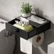 Porte-rouleau de papier toilette avec lingettes humides, noir, pour montage mural, sans perçage