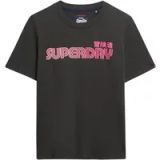 Superdry Faded Core T-shirt Dames Bison Black UK10-EU38