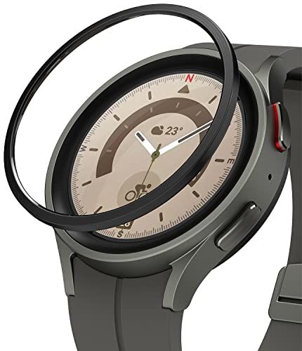 Ringke Bezel Styling voor Samsung Galaxy Watch 5 Pro 45mm Case, Hoesje Zelfklevend Anti Scratch Stainless Steel Ring Bescherming Accessoire - 45-02 (ST) Black