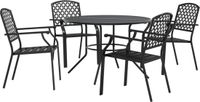vidaXL 5-delige Tuinset Stapelbaar Gepoedercoat Staal Antracietkleur